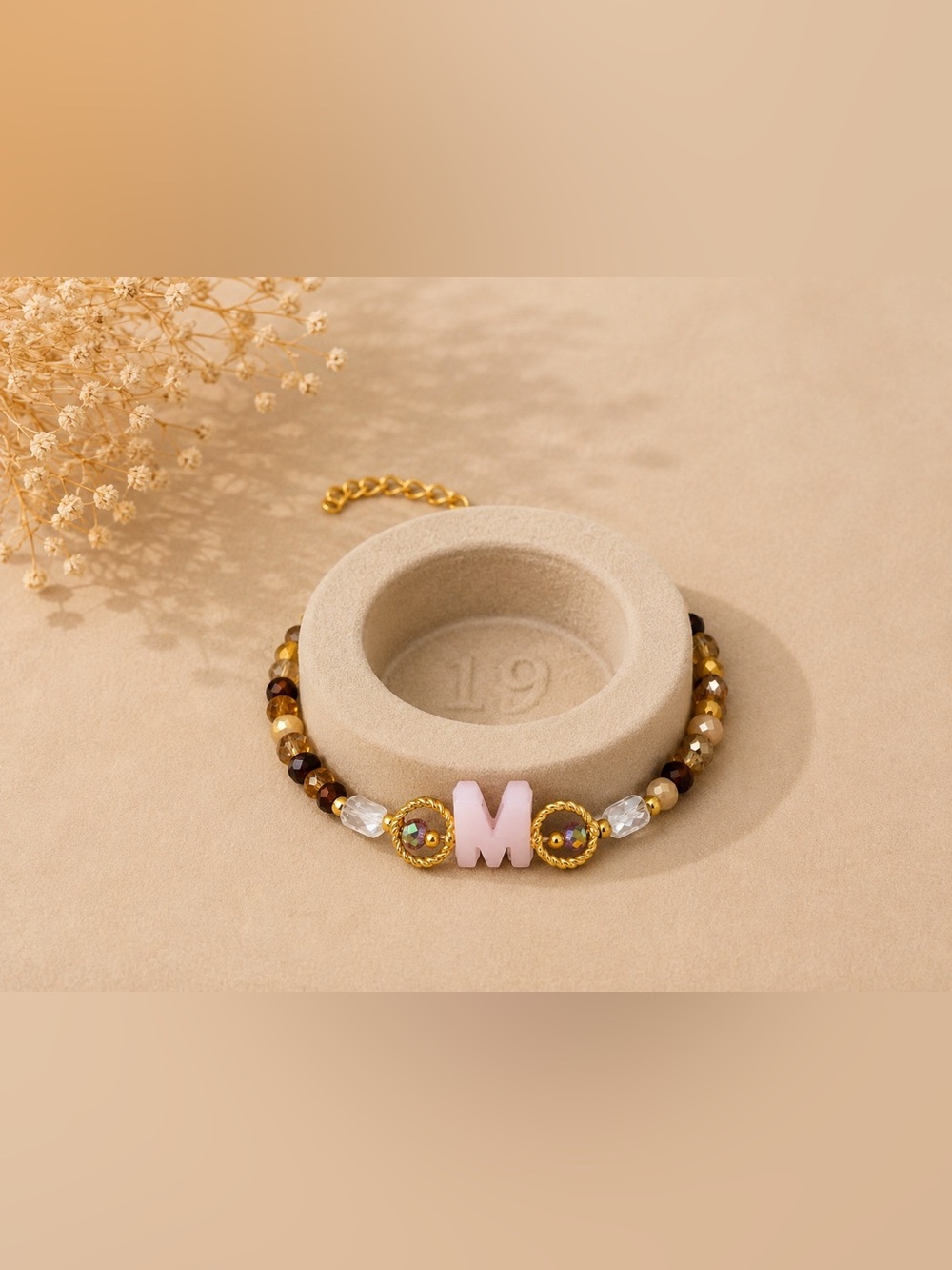Pink Letter M Beaded Bracelet - Women Jewelry